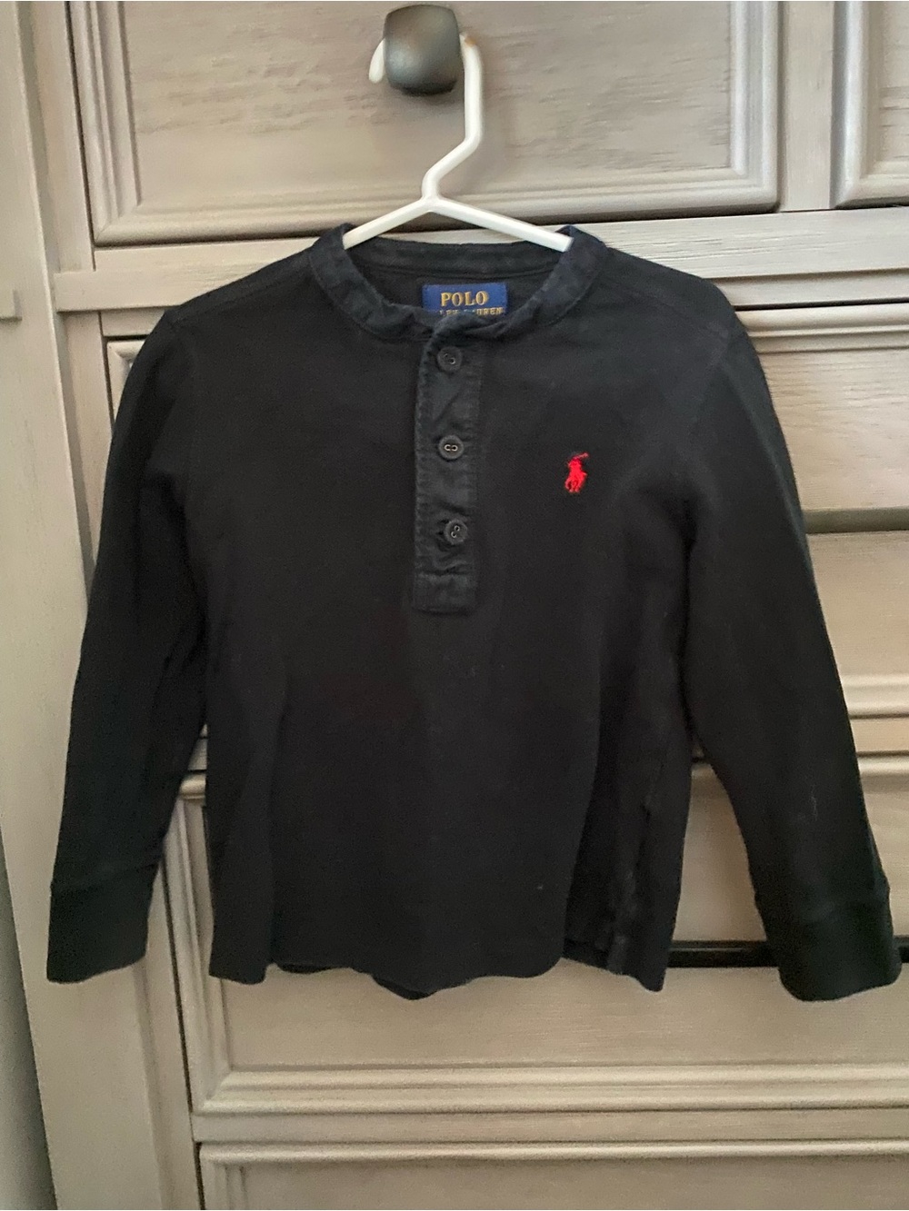 Polo by Ralph Lauren Black Long-Sleeve Henley with Red Pony